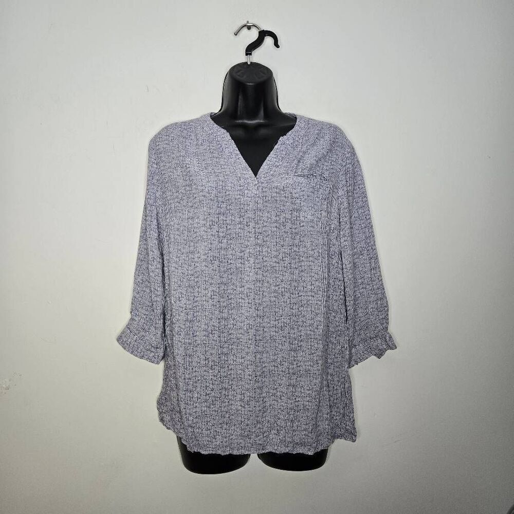 Anne Carson Blouse Size Small V Neck 3/4 Sleeves Shirt Top Women's